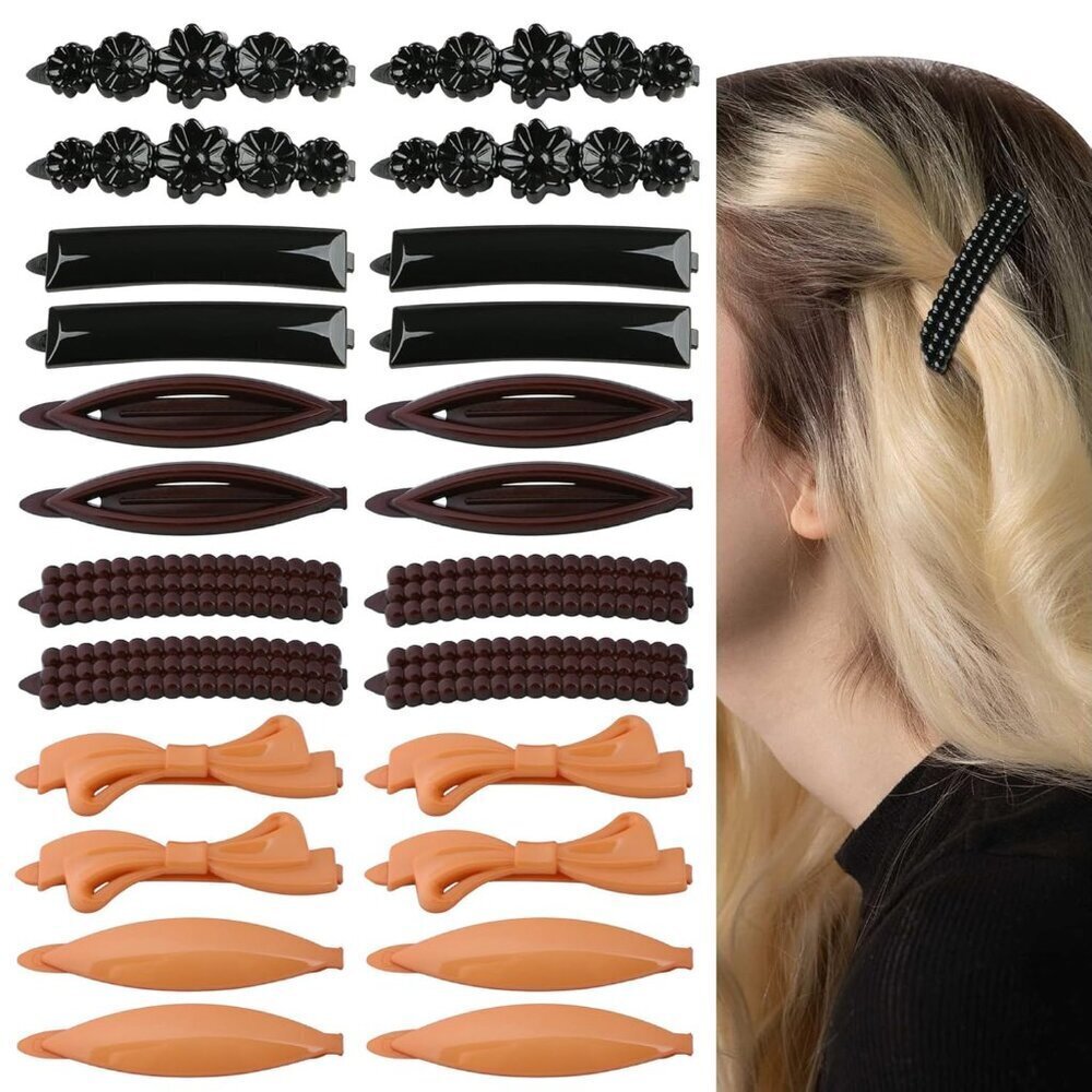Hair Clips Set 24pcs Plastic Barrettes Small for Women Girls All Hair Types